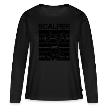 Scalper Forex Trader Day Trader - T-shirt manches longues Premium bio Femme - noir - Devant - Julia (174cm)