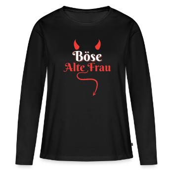 Böse Alte Frau Oma Hexe Ältere Dame Sarkasmus - Frauen Premium Bio Langarmshirt - Schwarz - Vorne - Julia (174cm)