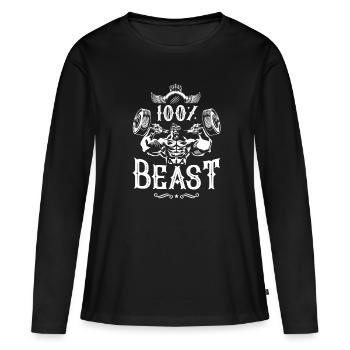 Gorilla Fitness Beast - T-shirt manches longues Premium bio Femme - noir - Devant - Julia (174cm)