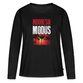 Indonesia Modus - Frauen Premium Bio Langarmshirt - Schwarz - Vorne - Julia (174cm)