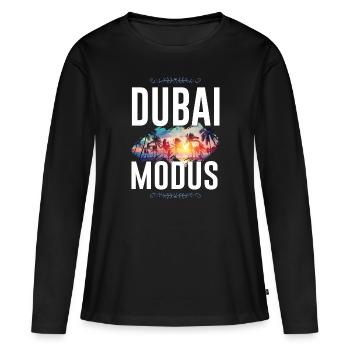 Mode Dubaï - T-shirt manches longues Premium bio Femme - noir - Devant - Julia (174cm)