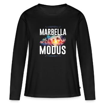 Marbella Modus - Frauen Premium Bio Langarmshirt - Schwarz - Vorne - Julia (174cm)