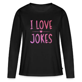 Ich liebe Witze - Frauen Premium Bio Langarmshirt - Schwarz - Vorne - Julia (174cm)