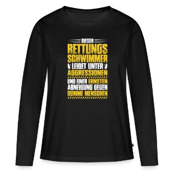 Rettungsschwimmer Wasserrettung Lifesaver - Frauen Premium Bio Langarmshirt - Schwarz - Vorne - Julia (174cm)