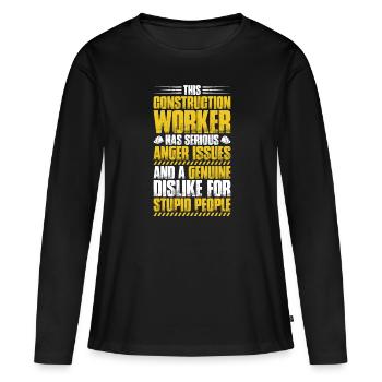 Ouvrier de la construction Métier de la construction Profession de la construction Maçon - T-shirt manches longues Premium bio Femme - noir - Devant - Julia (174cm)