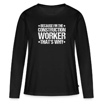 Ouvrier de la construction Métier de la construction Profession de la construction Maçon - T-shirt manches longues Premium bio Femme - noir - Devant - Julia (174cm)