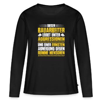 Bauarbeiter Baustelle Bauhandwerk Bauberuf Maurer - Frauen Premium Bio Langarmshirt - Schwarz - Vorne - Julia (174cm)