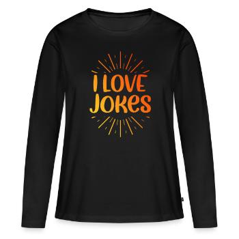 Ich liebe Witze - Frauen Premium Bio Langarmshirt - Schwarz - Vorne - Julia (174cm)