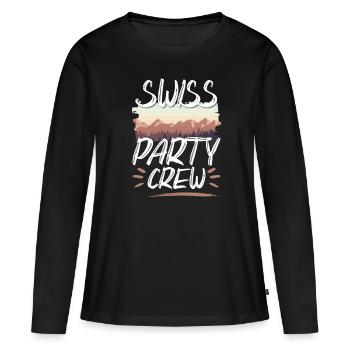 Swiss Party Crew - T-shirt manches longues Premium bio Femme - noir - Devant - Julia (174cm)