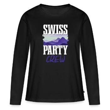 Swiss Party Crew - T-shirt manches longues Premium bio Femme - noir - Devant - Julia (174cm)