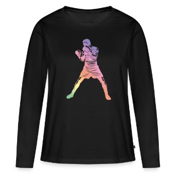 Boîtes Silhouette - T-shirt manches longues Premium bio Femme - noir - Devant - Julia (174cm)