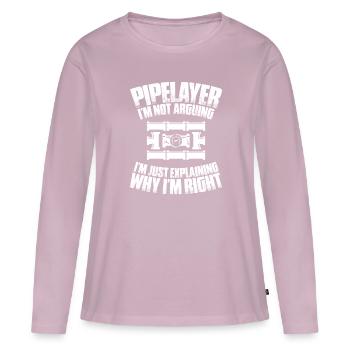 Constructeur de pipelines Construction de pipelines Pipelayer - T-shirt manches longues Premium bio Femme - rose poudré - Devant - Julia (174cm)