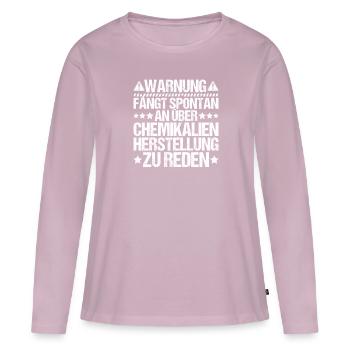 Chemikant Chemikantin chimie industrie chimique - T-shirt manches longues Premium bio Femme - rose poudré - Devant - Julia (174cm)