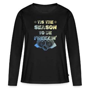 Saison d’hiver - T-shirt manches longues Premium bio Femme - noir - Devant - Julia (174cm)