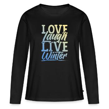 Love Live Winter - T-shirt manches longues Premium bio Femme - noir - Devant - Julia (174cm)