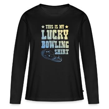 Chemise de bowling - T-shirt manches longues Premium bio Femme - noir - Devant - Julia (174cm)