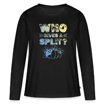 Bowling Split - T-shirt manches longues Premium bio Femme - noir - Devant - Julia (174cm)