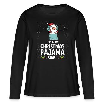Pyjama de Noël Pyjama Chemise de nuit - T-shirt manches longues Premium bio Femme - noir - Devant - Julia (174cm)