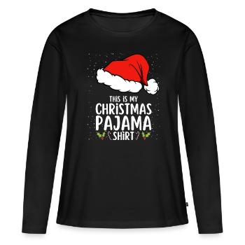 Pyjama de Noël Pyjama Chemise de nuit - T-shirt manches longues Premium bio Femme - noir - Devant - Julia (174cm)