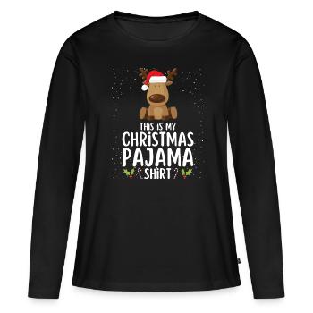 Pyjama de Noël Pyjama Chemise de nuit - T-shirt manches longues Premium bio Femme - noir - Devant - Julia (174cm)