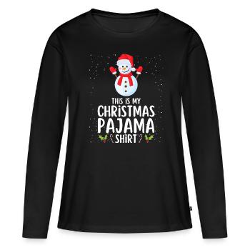 Pyjama de Noël Pyjama Chemise de nuit - T-shirt manches longues Premium bio Femme - noir - Devant - Julia (174cm)