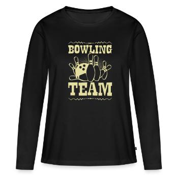 Équipe de bowling - T-shirt manches longues Premium bio Femme - noir - Devant - Julia (174cm)