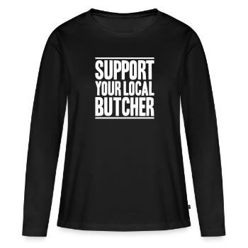 Boucher boucher boucher - T-shirt manches longues Premium bio Femme - noir - Devant - Julia (174cm)