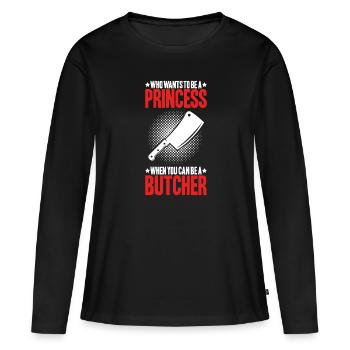Boucher boucher boucher - T-shirt manches longues Premium bio Femme - noir - Devant - Julia (174cm)