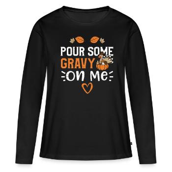 Versez-moi de la sauce - T-shirt manches longues Premium bio Femme - noir - Devant - Julia (174cm)