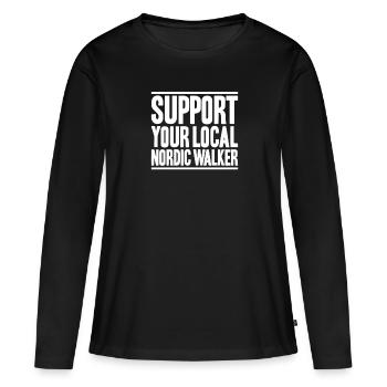 Nordic Walking Nordic Walker Nordic Walken - Frauen Premium Bio Langarmshirt - Schwarz - Vorne - Julia (174cm)
