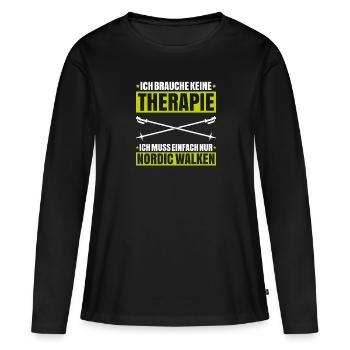 Nordic Walking Nordic Walker Nordic Walken - Frauen Premium Bio Langarmshirt - Schwarz - Vorne - Julia (174cm)
