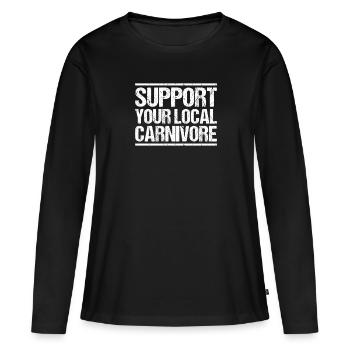 Carnivore Diät Carnivore Ernährung Carnivore Diet - T-shirt manches longues Premium bio Femme - noir - Devant - Julia (174cm)