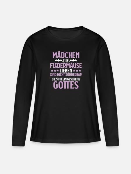 Fledermaus Fledermäuse Bat Bats Fledertier - Frauen Premium Bio Langarmshirt - Schwarz
