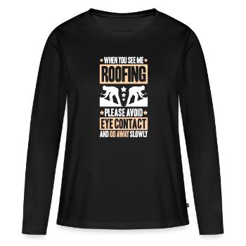 Couvreur Toiture Toiture Toiture Couvreurs Toiture - T-shirt manches longues Premium bio Femme - noir - Devant - Julia (174cm)