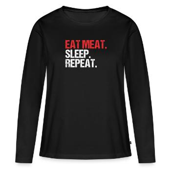 Carnivore Diät Carnivore Ernährung Carnivore Diet - T-shirt manches longues Premium bio Femme - noir - Devant - Julia (174cm)