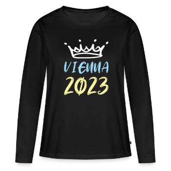 Vienne 2023 Vienne - T-shirt manches longues Premium bio Femme - noir - Devant - Julia (174cm)