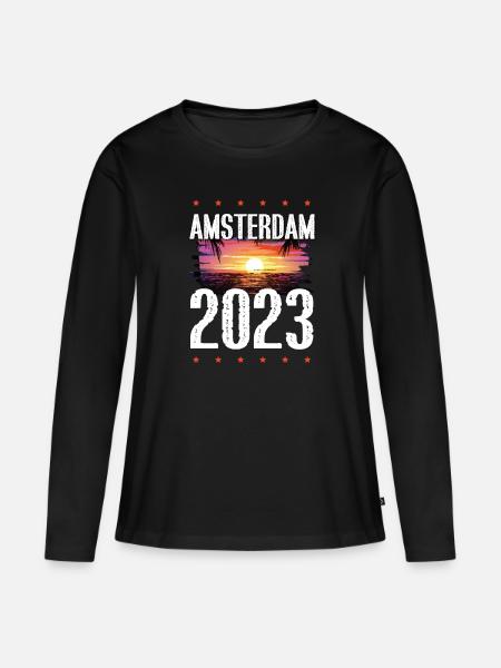 Amsterdam 2023 - Frauen Premium Bio Langarmshirt - Schwarz