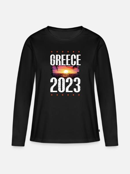 Greece 2023 - Frauen Premium Bio Langarmshirt - Schwarz