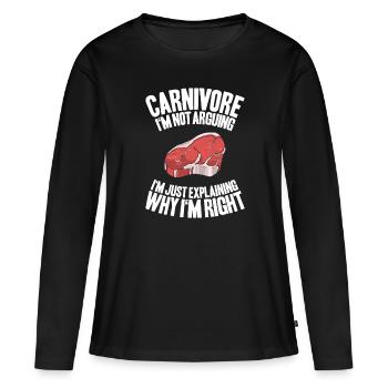 Carnivore Diät Carnivore Ernährung Carnivore Diet - T-shirt manches longues Premium bio Femme - noir - Devant - Julia (174cm)