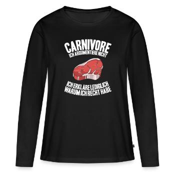 Carnivore Diät Carnivore Ernährung Carnivore Diet - T-shirt manches longues Premium bio Femme - noir - Devant - Julia (174cm)