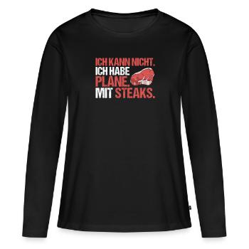 Carnivore Diät Carnivore Ernährung Carnivore Diet - T-shirt manches longues Premium bio Femme - noir - Devant - Julia (174cm)