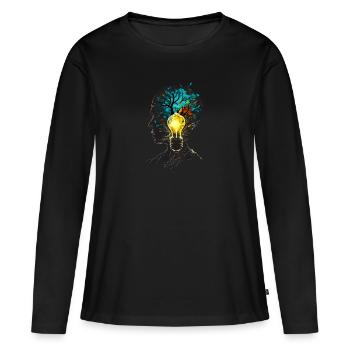 Silhouette | Head | Light bulb | Nature - Women's Premium Organic Long Sleeve Shirt - black - Front - Julia (174cm)