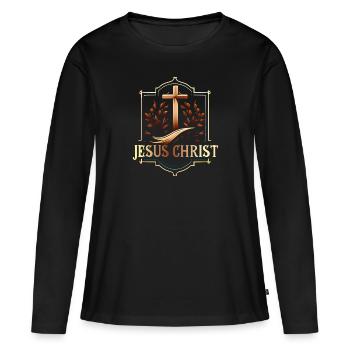 MON DIEU - T-shirt manches longues Premium bio Femme - noir - Devant - Julia (174cm)