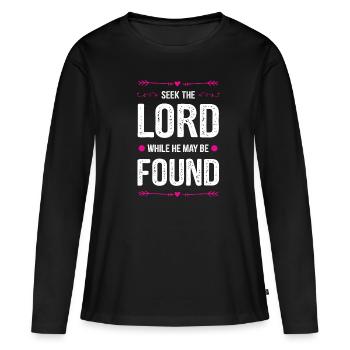 God Bible Proverb - Women's Premium Organic Long Sleeve Shirt - black - Front - Julia (174cm)