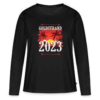 Goldstrand 2023 - Frauen Premium Bio Langarmshirt - Schwarz - Vorne - Julia (174cm)