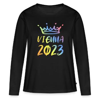 Vienne 2023 Vienne - T-shirt manches longues Premium bio Femme - noir - Devant - Julia (174cm)