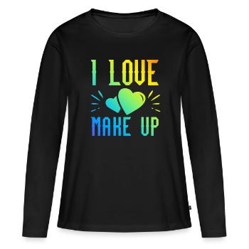 Ich liebe Make up - Frauen Premium Bio Langarmshirt - Schwarz - Vorne - Julia (174cm)