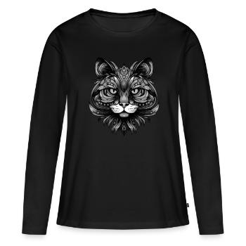 Katze Portrait - Frauen Premium Bio Langarmshirt - Schwarz - Vorne - Julia (174cm)