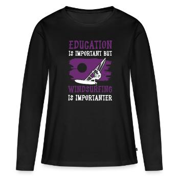 bildung windsurfen - Frauen Premium Bio Langarmshirt - Schwarz - Vorne - Julia (174cm)