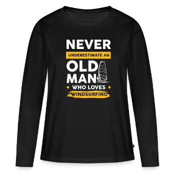 Windsurfing Old Man - Women's Premium Organic Long Sleeve Shirt - black - Front - Julia (174cm)